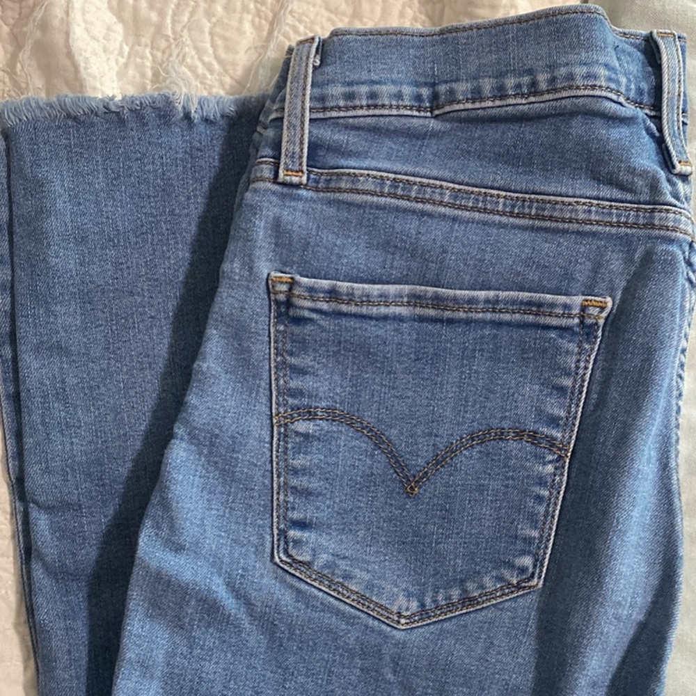 Levi's High Rise Straight Crop Jeans - Classic Blue
